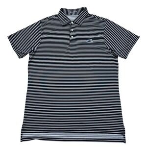 B Draddy Men's Sport Polo Black Striped Performance Polo Cedar Rapids CC Size M